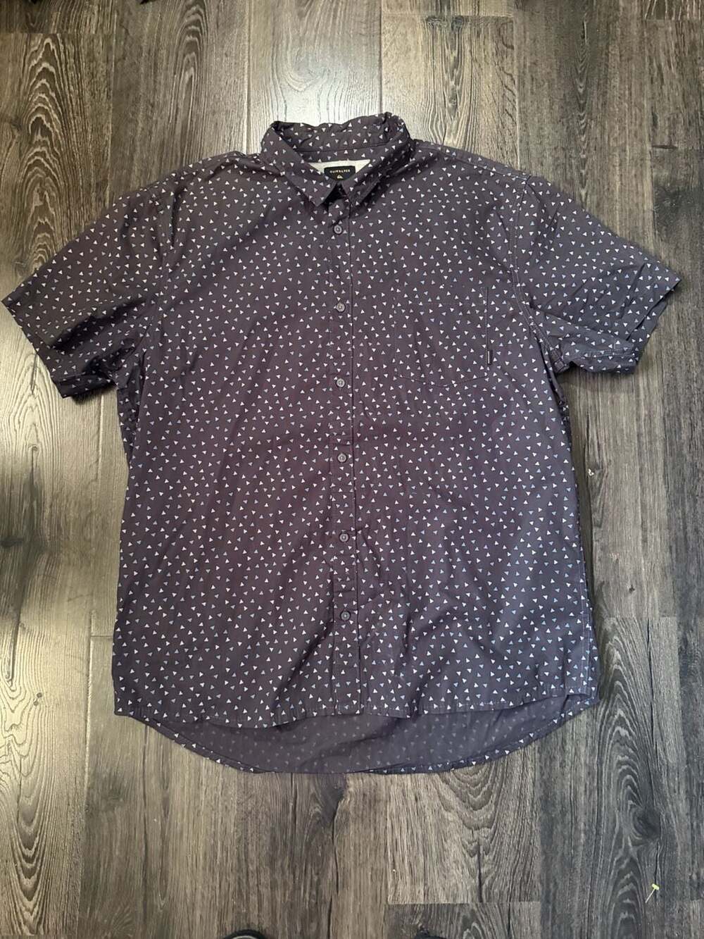 Quiksilver Mens XXL Shirt Short Sleeve Button Up Geometric Print Modern Fit